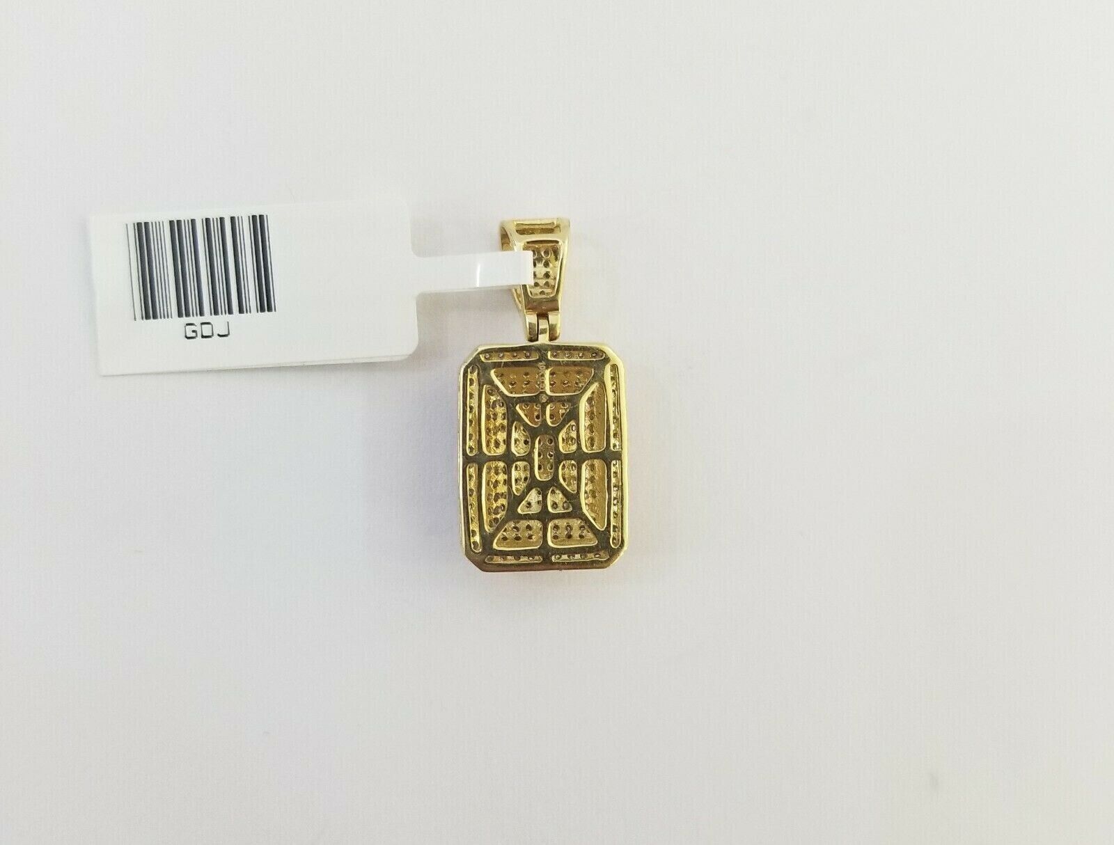 10K Yellow Gold Real 0.51CT Diamond Pillow Charm 1"Inch Square 3D Dome Pendent - GoldenlinQ
